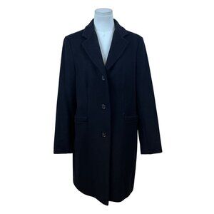 Ralph Lauren Women’s Black Wool-Blend Coat 3-Button Long Sleeve Size 12